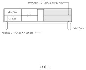 Masă TV gri închis 180x56 cm Corvo - Teulat