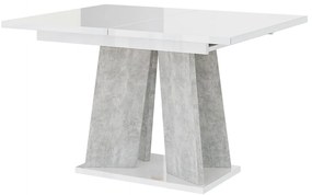 Masă de sufragerie Mulnu (alb lucios + piatră) (pentru 4 până la 6 persoane). 1055227