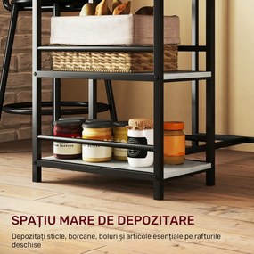 HOMCOM Set Masă de Bar cu 3 Rafturi și 2 Scaune cu Spătar, 90x50x90.5 cm, Gri Deschis | Aosom Romania
