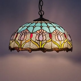 Brilagi - candelabru Tiffany cu vitralii pe lanț LORAS 2xE27/60W/230V