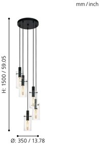 Eglo 97368 - Lustră pe cablu MONTEFINO 5xE27/60W/230V