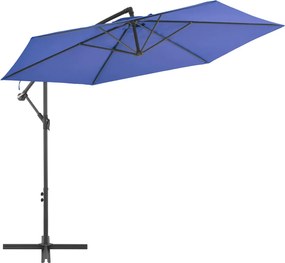 vidaXL Umbrelă consolă de grădină, stâlp din aluminiu, albastru 300 cm