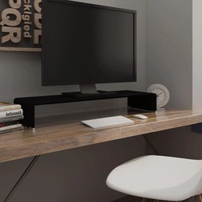 Stand TV Suport monitor sticla, 90x30x13 cm, negru 1, Negru, 90 x 30 x 13 cm
