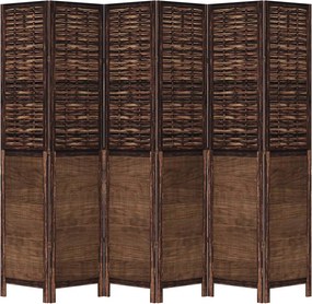 vidaXL Paravan cameră 6 panouri, maro închis, lemn masiv paulownia