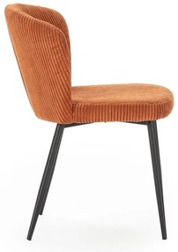 Scaune de dining portocalii 4 buc. din catifea reiată Megan – Marckeric