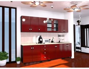 Bucatarie Zebra 2.6m MDF Rosu