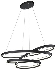 Lustră neagră LED cu control vocal/cu control prin aplicații mobile cu abajur din metal Ciola – CINQUE