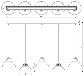 Lustră pe cablu SVEN 5xE27/15W/230V bej