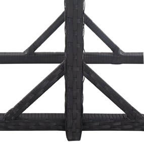 Masa de gradina, negru, 110 x 53 x 72 cm, sticla si poliratan 1, Negru