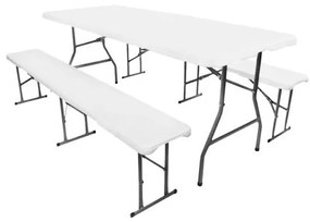 Masa de gradina rabatabila Garth 180 cm + 2 banci