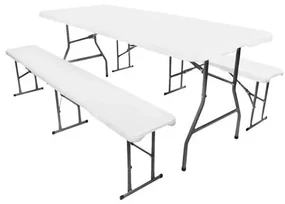 Masa de gradina rabatabila Garth 180 cm + 2 banci