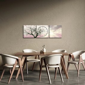 Tabloul copacului roz (cu ceas) (90x30 cm)