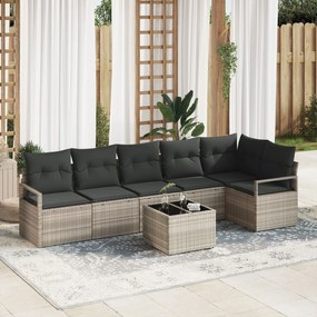 Set de Canapea vidaXL cu 7 Piese cu Perne Gri Poliratan