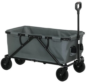 Outsunny Căruț de grădină de 120 kg, pliabil, căruț de transport cu acoperire detașabilă 160 litri Gri închis | Aosom Romania