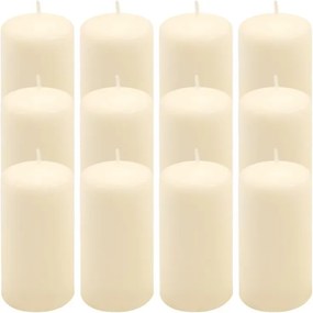 Set de lumânări pilon, 11,5 cm, Ø 6 cm, crem, 12 buc.