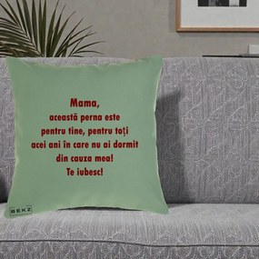 Cadou pentru Mama - Perna Personalizata Perna pentru Mama, 40x40 cm, Verde, Husa Detasabila, Perna Inclusa, BEKZ®