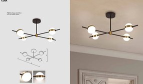 Lustra aplicata LED design Art Deco cu 4 surse de lumina Cuba