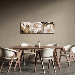 Tablou - Flori în aur (cu ceas) (90x30 cm)