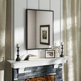 HOMCOM Oglindă de perete rectangulară 90 x 70 cm, cadru din lemn negru, ideală pentru baie, living sau dormitor | Aosom Romania