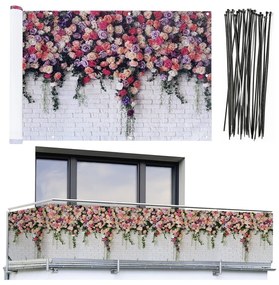 Paravan pentru balcon roz/gri 500x85 cm Roses - Maximex