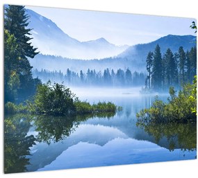 Tablou pe sticlă cu lac montan (70x50 cm)