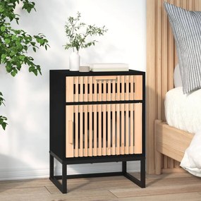 vidaXL Dulap noptieră, negru, 40x30x55,5 cm, lemn prelucrat&amp;fier