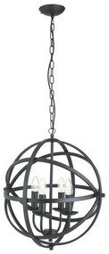 Searchlight 2474-4BK - Candelabru suspendat pe lanț ORBIT, 4 x E14, 60 W, 230 V, negru