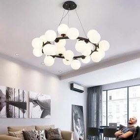 Lustra 1010-25 BK – candelabru modern cu 25 globuri, soclu G9