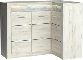 Comoda INDIANAPOLIS I15 dreapta, stejar craft alb, PAL laminat, cu 3 u
