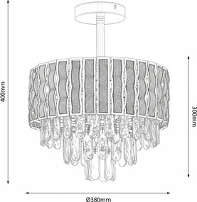 Brilagi - Lustră aplicată CRISTAL, 5 x E14, 40 W, 230 V, Ø 38 cm
