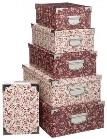 Set 6 cutii depozitare Fleur Rose, carton, 48x33.5x16 cm