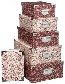 Set 6 cutii depozitare Fleur Rose, carton, 48x33.5x16 cm