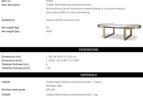 Masuta de cafea design elegant LUX Fabio, alama periata