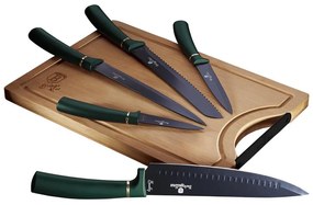 Set de cuțite din oțel inoxidabil cu tocător din bambus 6 buc. verde BerlingerHaus
