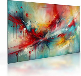 Tablou pe sticlă – Abstracție cu roșu (70x50 cm)