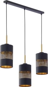 Lustră LED suspendată pe cablu BOGART 3xE27/15W/230V negru/auriu