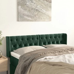 vidaXL Tăblie de pat cu aripioare verde închis 147x16x78/88 cm catifea