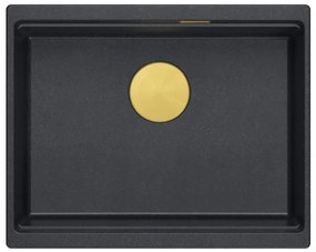 Chiuveta din granit Logan 100 negru metalic ventil auriu