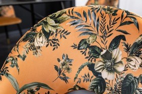 Set de 2 scaune moderne tapitate cu model floral Boutique galben