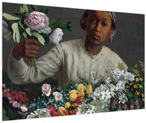 Tablou - Frédéric Bazille, Young Woman with Peonies, reproducere (90x60 cm)