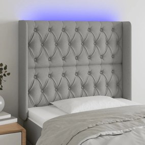 vidaXL Tăblie de pat cu LED, gri deschis, 93x16x118/128 cm, textil
