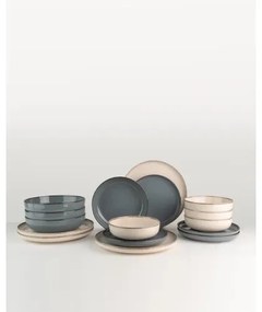 Set de veselă 16 piese, porțelan, bej/albastru