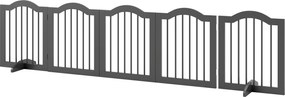 PawHut Gard delimitare pentru câini, grilaj de protecție independent cu picioare, pliabil, 5 panouri, 261,5 x 29,5 x 61 cm, Negru | Aosom Romania