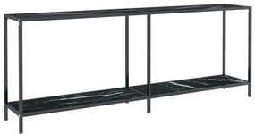 331709 vidaXL Masă consolă, negru, 200x35x75,5 cm, sticlă securizată