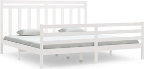 vidaXL Cadru de pat, alb, 200x200 cm, lemn masiv