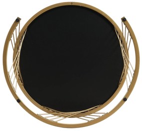 Set de 2 Măsuțe de Cafea Moderne Modulare din Marmură Sintetică cu Detalii Aurii și Sertare, Dimensiuni 70x70x45 cm și 50x50x40 cm, Negru