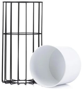 Ghiveci metalic de flori LOFT 42x20 cm negru/alb