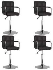 vidaXL Scaune de bucătărie pivotante, 4 buc., negru, piele ecologică