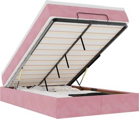 vidaXL Pat otoman cu saltea, roz, 120x190 cm, catifea