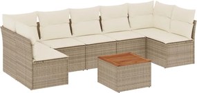 vidaXL Set canapele de grădină, 8 piese, cu perne, bej, poliratan
